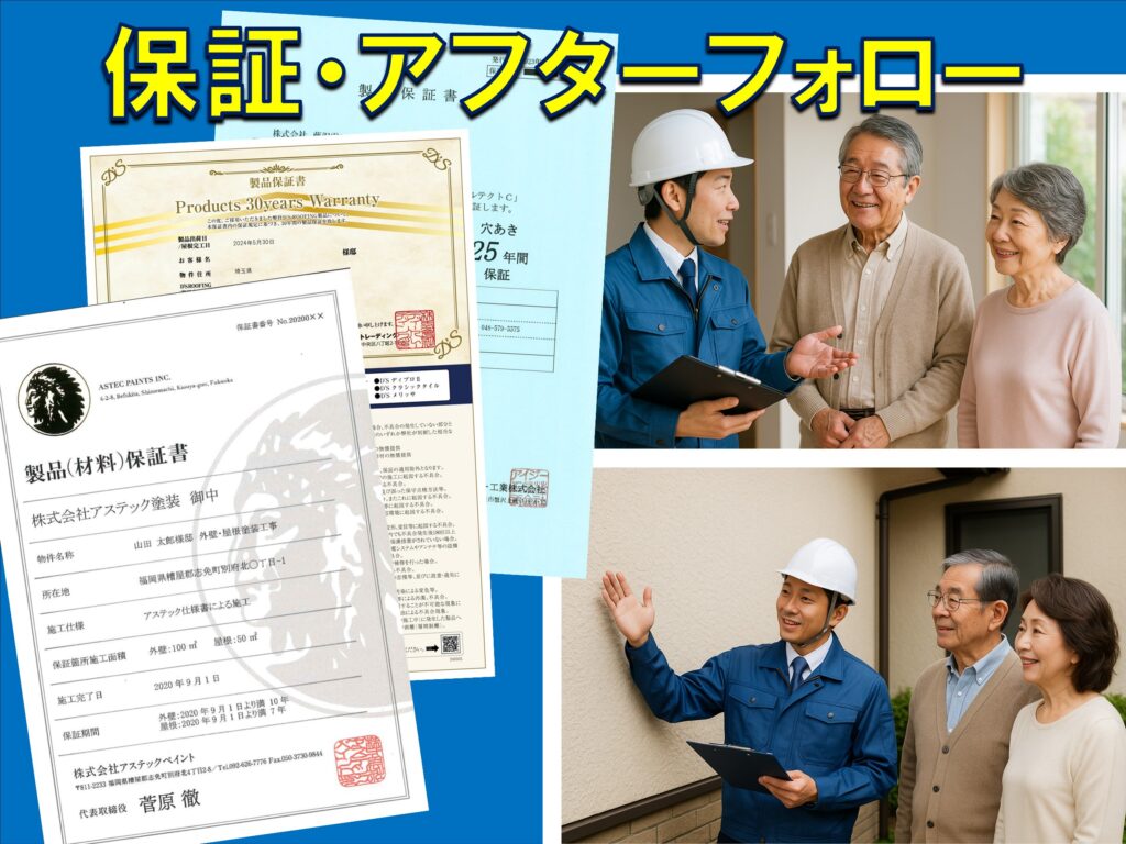 保証・アフターフォローで工事後も安心できます